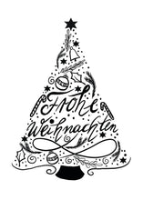 Lade das Bild in den Galerie-Viewer, Einzelne Weihnachtskarte BLACK &amp; WHITE Kalligrafie Tannenbaum, A6
